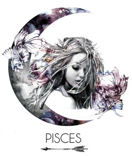 zodiac artwork, Pisces, astrology art, star sign print
